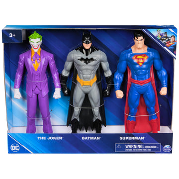 DC Comics Superhero Action Figure Toy: Batman, Superman, and The Joker Gift Set (9.5 Inch, 3 Point Articulation) - Justice League Action Figure Gifts
