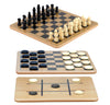 Regal Games - Reversible Wooden Board for Chess, Checkers & Tic-Tac-Toe - 24 Interlocking Wooden Checkers and 32 Standard Chess Pieces - for Age 8