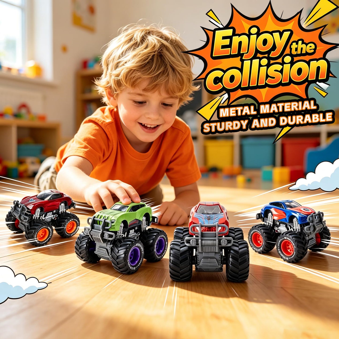 Iridety Movie Superhero 1:64 Scale Monster Trucks Toy Trucks,Metal Body,Giant Wheels, Favorite Characters and Cool Designs, Age 3, 4-8 and Above?Hulk?
