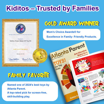 Kiditos Magic Water Elf Toy Kit,Squishies for Kids,10 Gels & 6 Molds