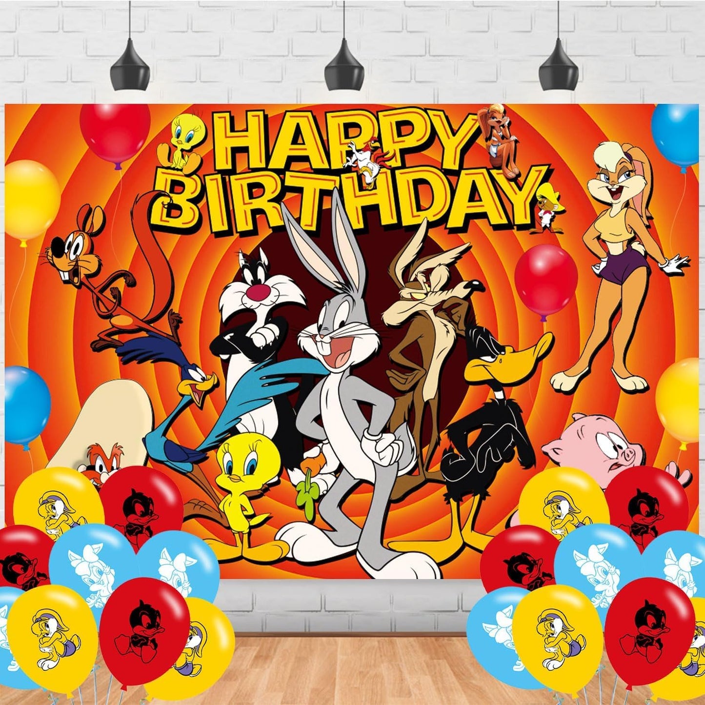 Tunes of Looney Birthday Backdrop,Tunes of Looney Poster for Baby Bugs Bunny Theme Party Decorations Birthday Supplies Background Studio Shoot Photo