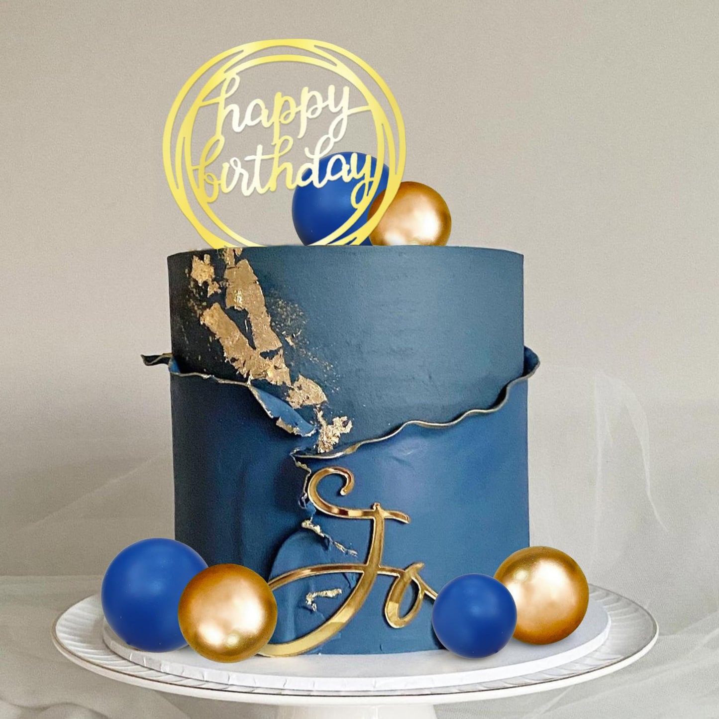 Ball Cake Toppers Simplicity Blue Gold Ball Cake Toppers DIY Cake Insert Topper Foam Cake Balls Baking Decoration for Wedding Anniversary Birthday