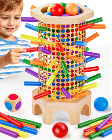 Piunemky Wooden Stick Tower Game, Montessori Toy Ages 3-8