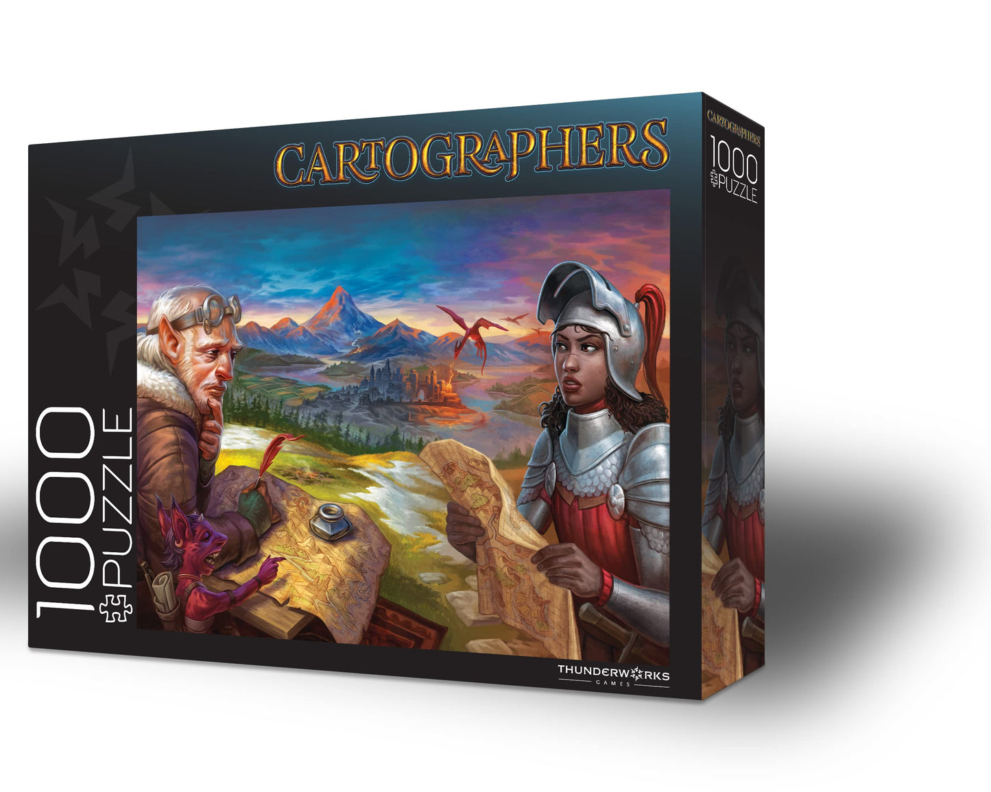 Cartographers of Nalos Jigsaw Puzzle | 1000 Piece Fantasy Art Puzzle | Board Game Art from Cartographers Heroes: A Roll Player Tale | Puzzle
