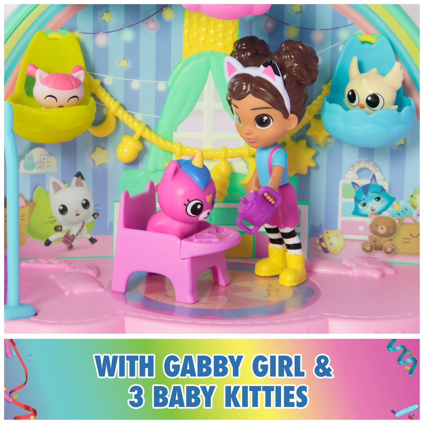 Gabby's Dollhouse Kitty Care Ear Purrfect Playroom Playset Set