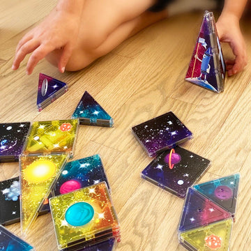 CreateOn Crayola Magnetic Tiles, Building Set for Kids, Magnetic Blocks, Travel Toys, Classroom Sensory Toys, STEM & Montessori Tools for Boys & Girls