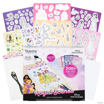 Fashion Angels Disney Princess Light Up Sketchpad Kids Design Kit