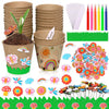 Garden Paper Pot Craft Kit 20 Pack Flower Plant Summer Craft with 50pcs Adhesive Foam Stickers 20pcs Paper Mache Pots Label Pen Flower Planting