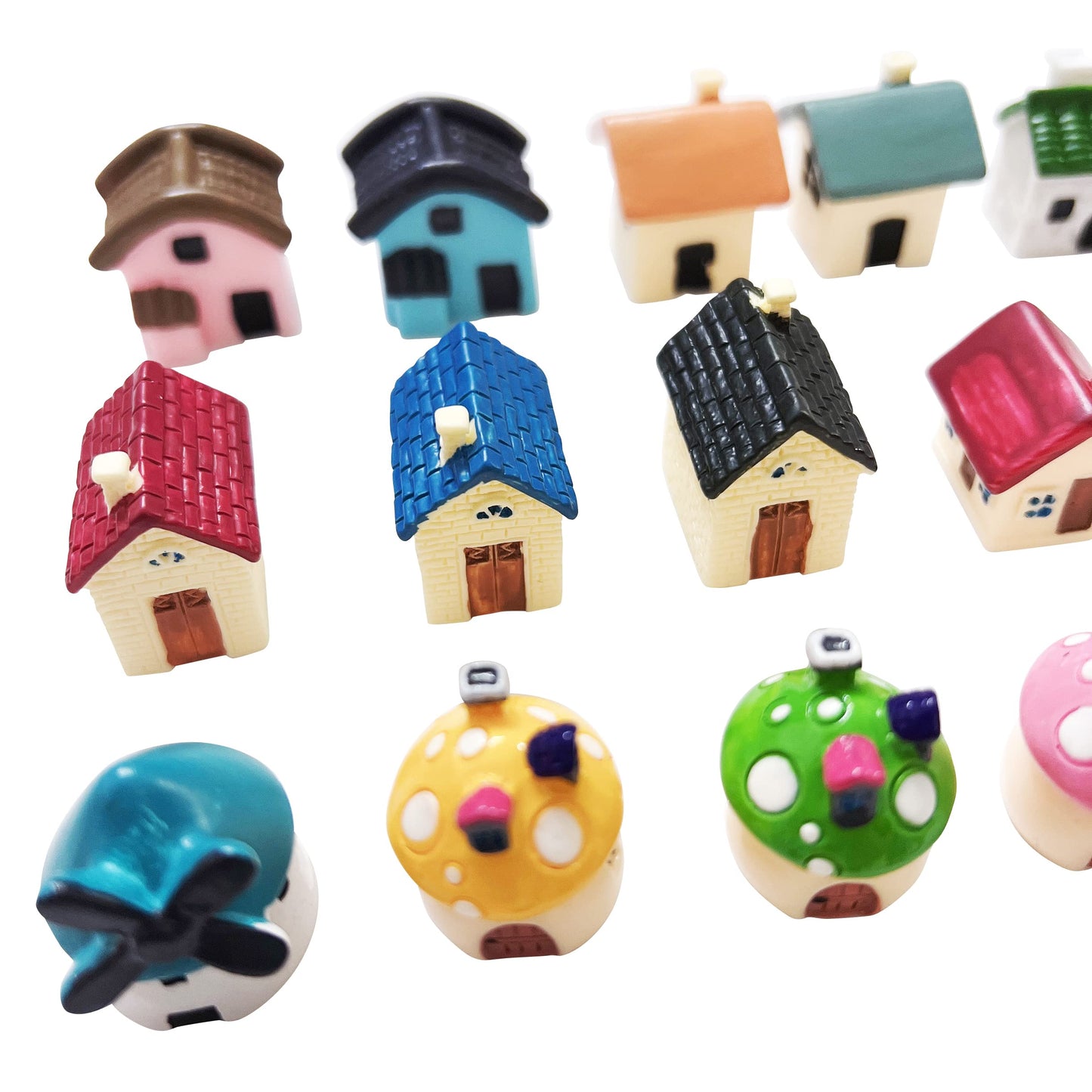 Anrher 30pcs Mini House Resin Decoration Sets for Doll House Pretend Game Toys DIY Garden Birthday Party