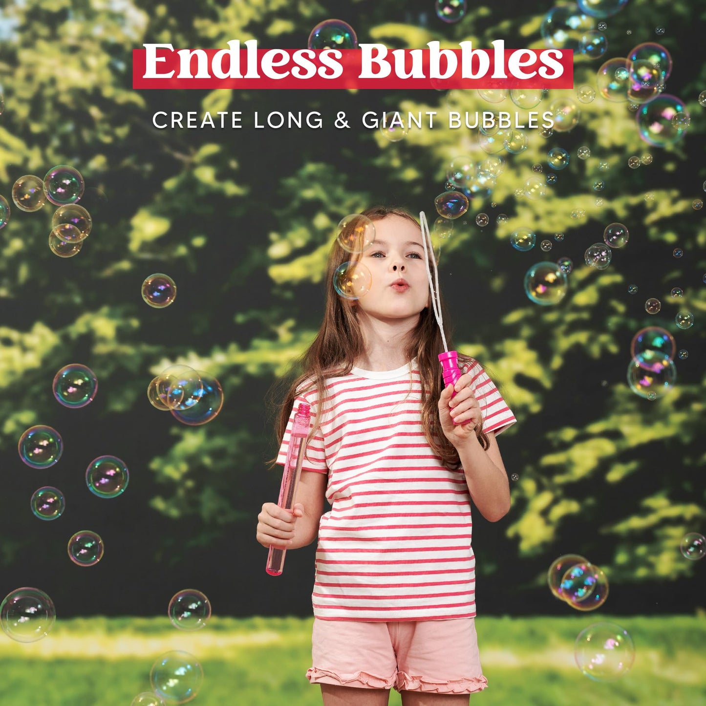 JOYIN 14.6’’ Big Bubble Wands for Kids, 6 PCS Bubble Wand with Refill Solution for Summer Toy Party Favor, Outdoors Toy Activity, Easter Basket