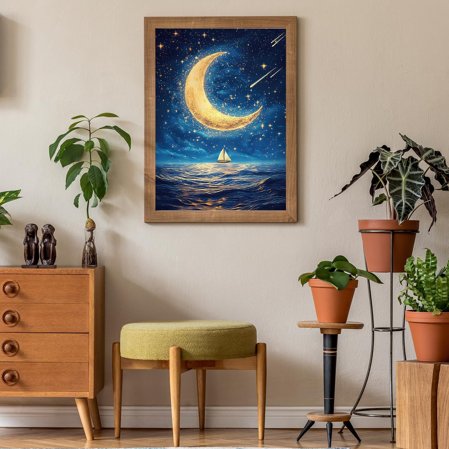 Ocean Puzzle 1000 Pieces-Starlit Voyage, Starry Night Puzzle 1000 Pieces, Moon Puzzles for Adults, Difficult Jigsaw Puzzle for Families, Finished Size