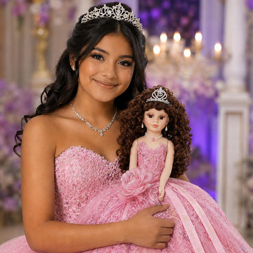 18” Quinceañera Last Doll with Umbrella Dress Stand - Última Muñeca Mis Quince Años Keepsake, Traditional Hispanic Mis 15 Doll, Ceremony & Table
