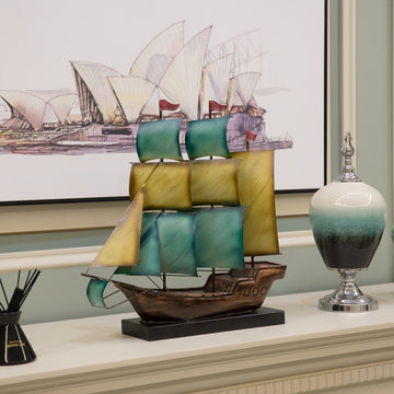 Vintiquewise Nautical Home Decor Metal Sailboat Centerpiece Ship Decor Desktop Decoration, Color