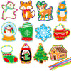 Winter Animal Lacing Cards 12 Packs Sewing Kits for Kids Christmas Cardboard Sewing Cards Lacing Games for Developing Imagination School Learning