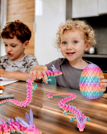 12" 3D Printed Dragon Easter Eggs with Dragon Inside, Prefilled Easter Dragon Egg with Dragon Toy for Basket Stuffers,Articulated Crystal Dragon