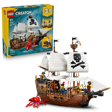LEGO Creator 3 in 1 Iconic Pirate Ship Toy - Building Set for Boys & Girls, Ages 9+ - Includes 5 Minifigures - Gift for Kids' Birthdays - 31387