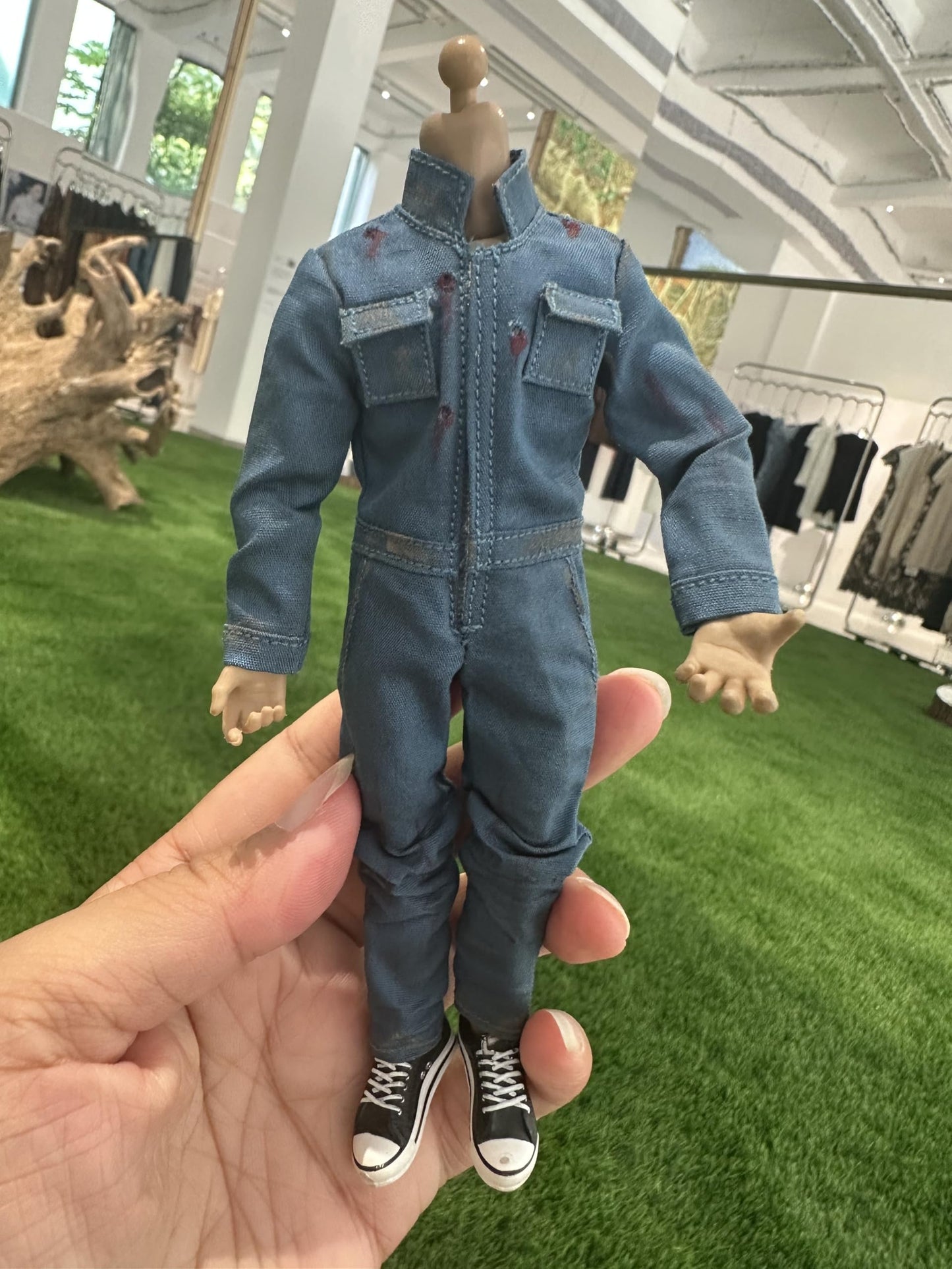1/12 Action Figure Clothes,Jumpsuit for 6 inch Male Action Figures,6 inch Miniature Clothing (Lake Blue)