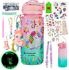 Bemetu Glow in the Dark Decorate Your Own Water Bottle Kits for Girls Age 4 5 6 7 8 9 10, Unicorn Diamond Painting Crafts Stickers, Fun Arts