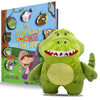 Rebel Dinosaur Tooth Fairy Pillow and Book Bundle | 8" Plush with Pocket for Lost Teeth & Hardcover Storybook w/Tracker, Q&A for Boys Girls Children