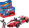 Mega Hot Wheels Twin Mill racecar building set with 101 pieces with micro figure driver figure, toy gift set for ages 5 and up