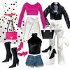 Eledoll Clothes Fashion Pack for 12 inch Fashion Doll Polka Pretty White Pink Black Set
