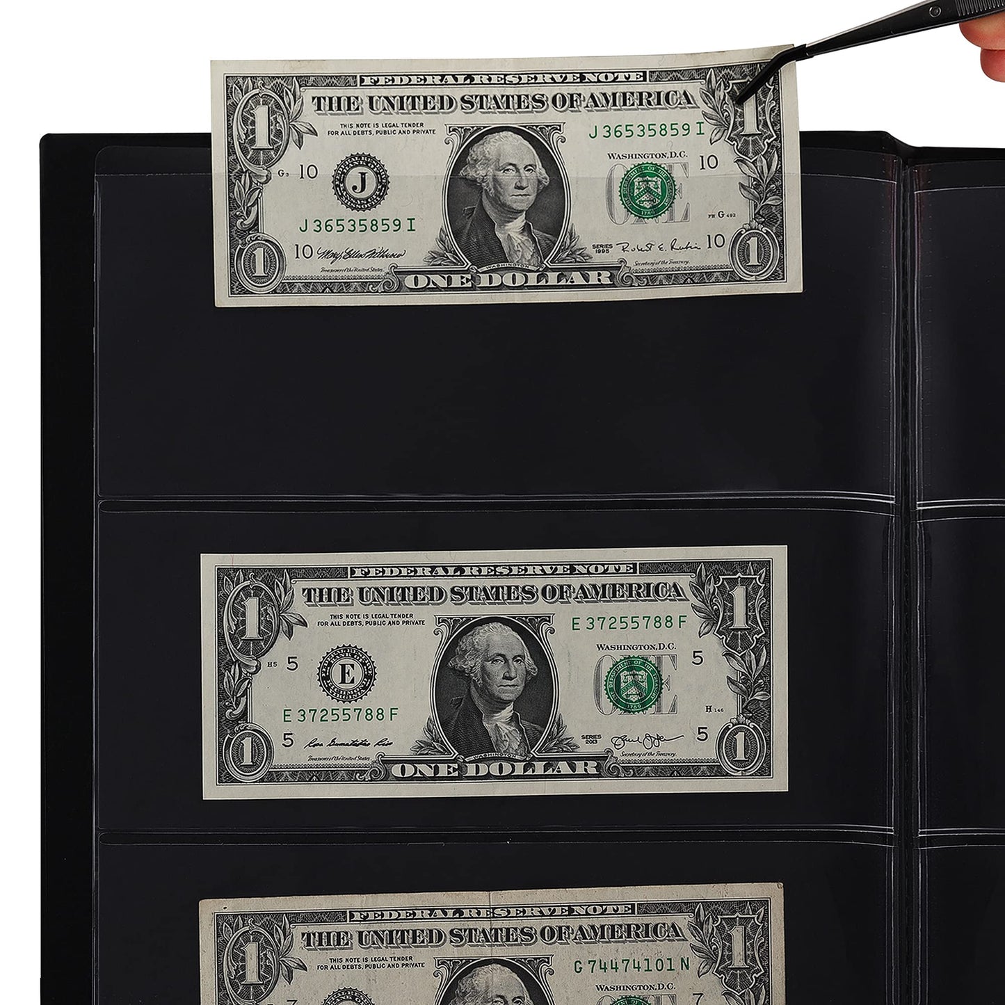 60 Pockets Currency Album - Banknotes Collecting Holder Leatherette Hard Cover Storage Book with Protective Case for Paper Folding Money Dollars Bills