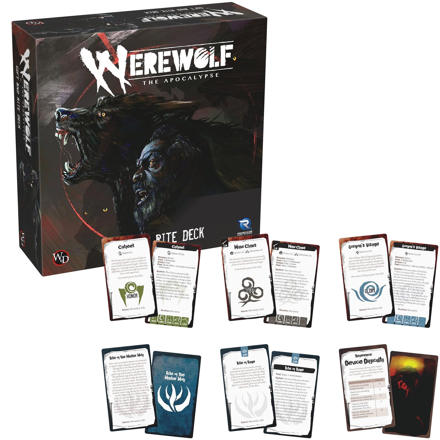 Renegade Game Studios Werewolf: The Apocalypse Gift & Rite Deck, Quick Reference Cards Expansion