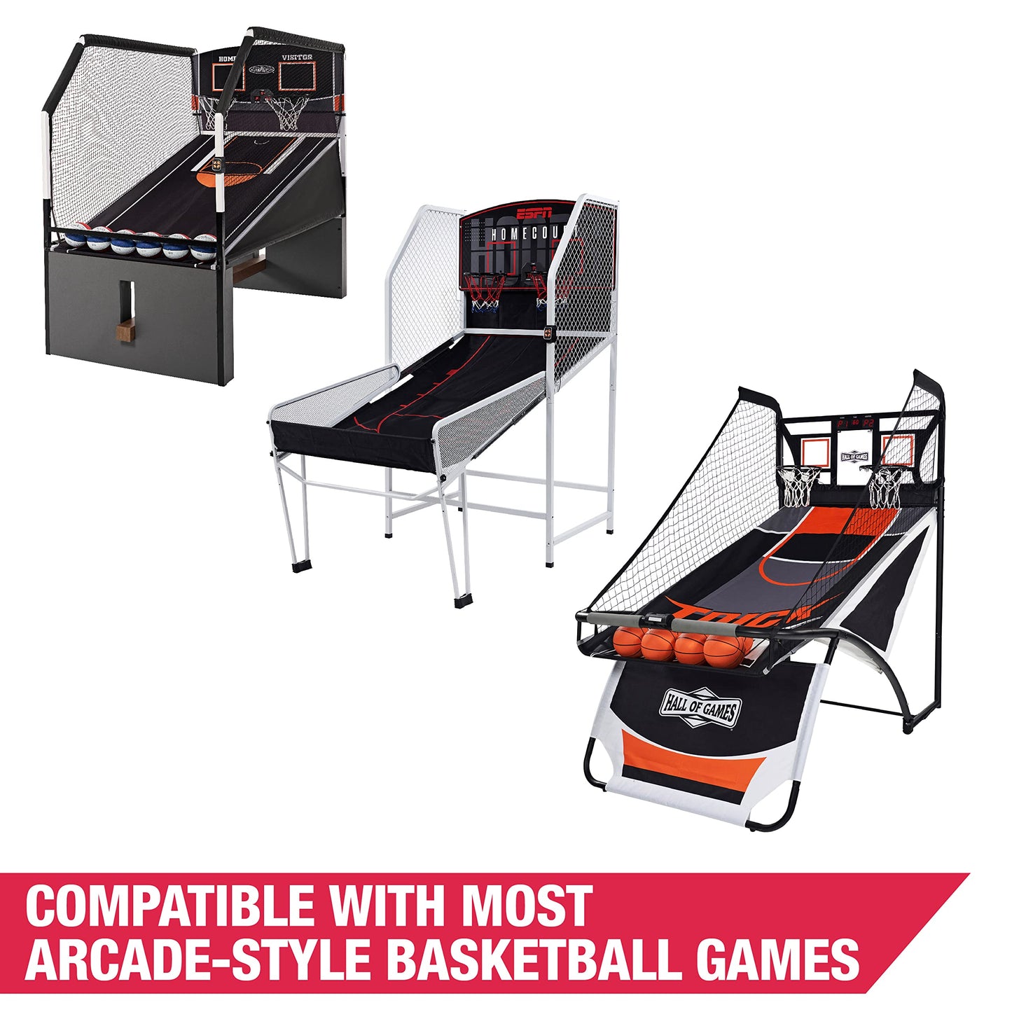 Hall of Games Size 3 Basketball, Indoor & Outdoor 3-Pack, 7-inch Diameter Durable Rubber Ball, Perfect for Arcade Games