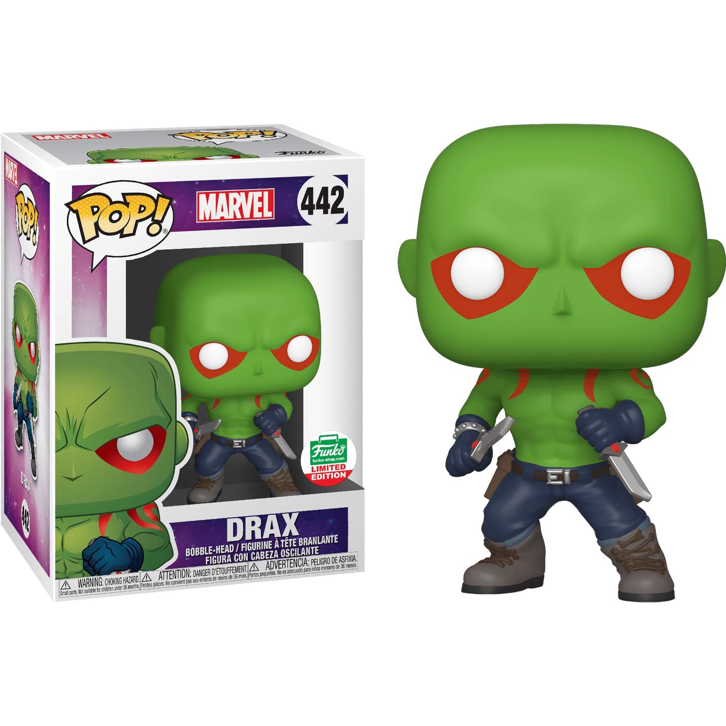Drax (Fun ko-Shop Exc): Fun ko P o p ! Vinyl Figurine Bundle with 1 Compatible 'ToysDiva' Graphic Protector (442-40167 - B)