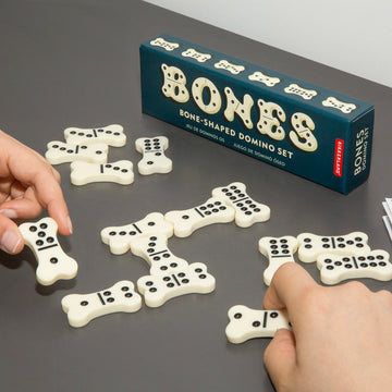 Kikkerland Bones Bone Shaped Domino Set, Classic Board Game, 28 Tiles, Fun Family-Friendly Game Night, for Adults and Kids Ages 8 and Up