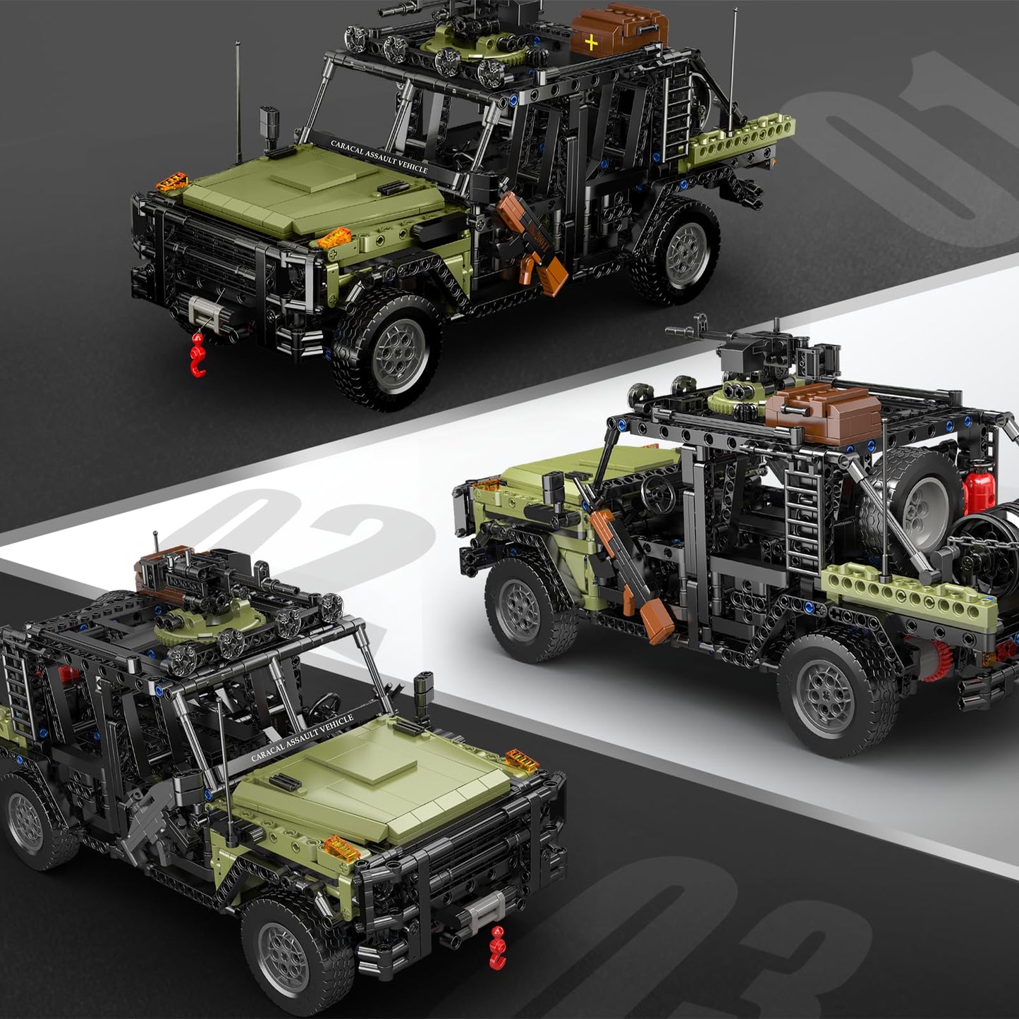 Mould King 20042 Military Off-Road Vehicle Building Set, App & Remote Control Off-Road Car Building Blocks Set, Collectible Military Truck Model Kit