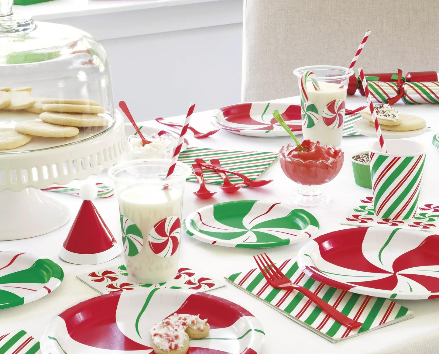 Unique Peppermint Christmas Disposable Tablecover