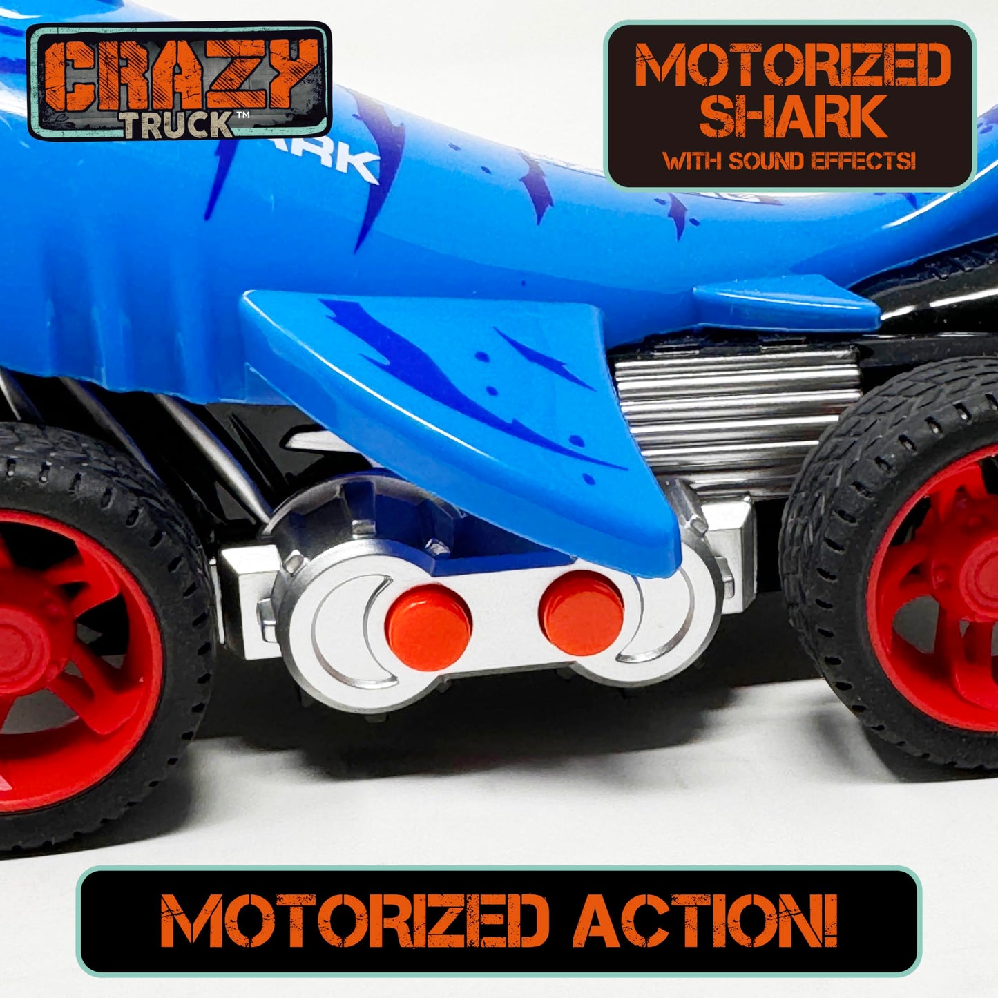 Thin Air Brands Crazy Truck Motorized Shark with Sound Effects - Battery Powered Stunt Toy for Kids - Blue Shark Truck with Exciting Sounds for Boys
