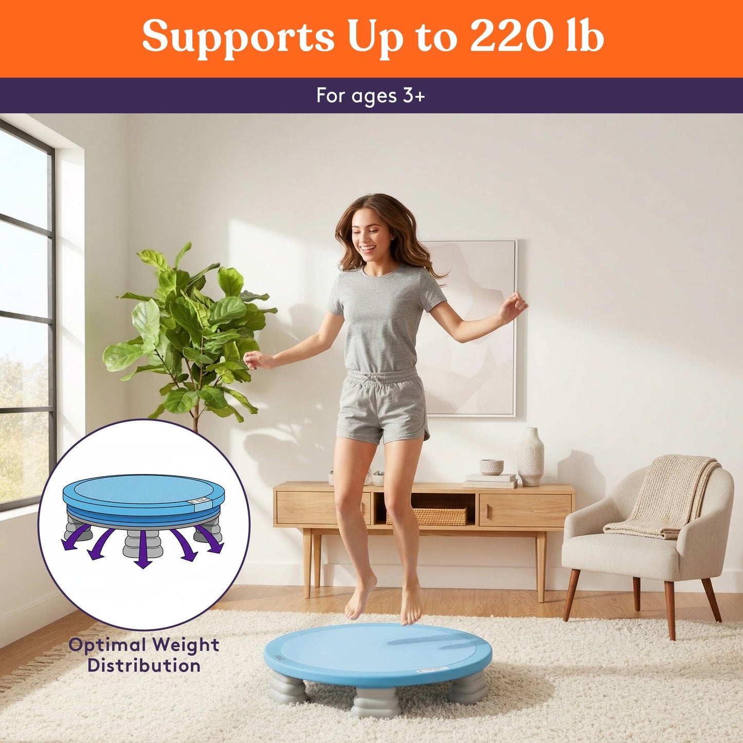 Special Supplies Kids Trampoline Rebounder Bouncing Board - Sensory Balance and Bounce Toy for Indoor and Outdoor Kids Toys - Outdoor Play Equipment