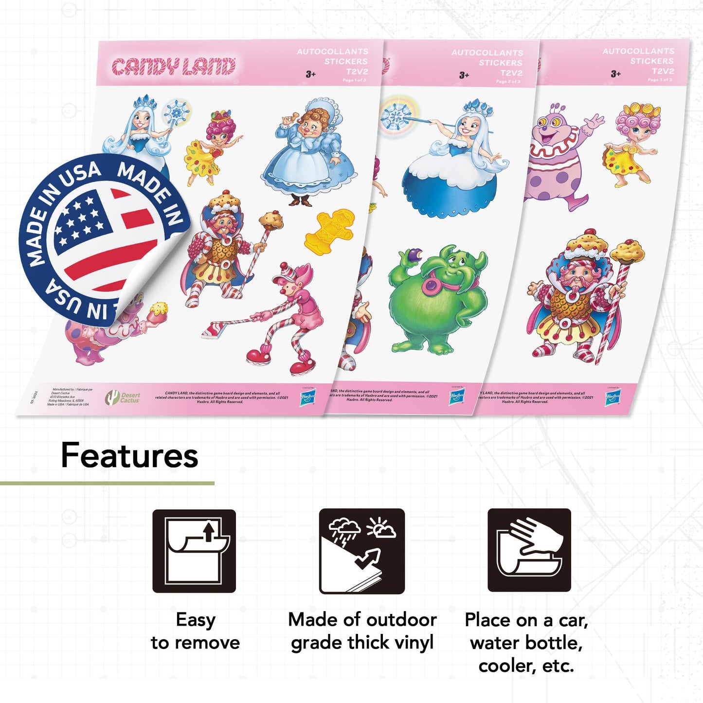 Desert Cactus Candy Land Sticker - 22 Candyland Sticker Vinyl Decal Laptop Water Bottle Car Scrapbook 12x10 Sheet Decorations Birthday Favor Party