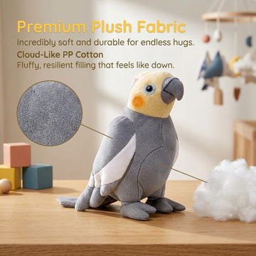 BABY FRANKIEZHOU Simulation Grey Cockatiel Plush Toy, Soft Realistic Cute Plush Stuffed Animal Toy Parrot 7.08inch Funny Birds Home Decoration