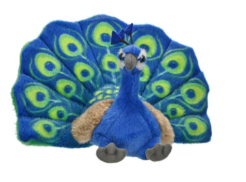WILD REPUBLIC Peacock Plush, Stuffed Animal, Plush Toy, Kids Gifts, Cuddlekins, 8 Inches,Blue