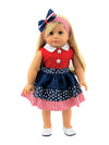 American Fashion World Stars and Stripes Fourth of July Dress Made for 18 inch Dolls