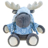 DolliBu Plush Moose Stuffed Animal - Soft Plush Huggable Gray Moose with Sweater & Hat, Adorable Plush Toy, Cute Wild Life Cuddle Gift for Kids