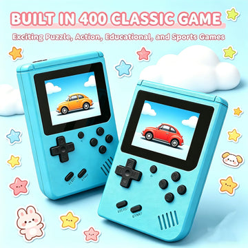 Retro Handheld Game Console, Mini Portable Video Game Player Built-in 400 Classic Games, 3.0 Inch IPS Screen, Travel Arcade Gaming Console (Blue)