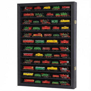 DisplayGifts Toy Cars Wheels Matchbox Model Diecast Display Case Cabinet Also fit N Scale Model Trains UV Protection 1/64-1/43 Scale High Transparency