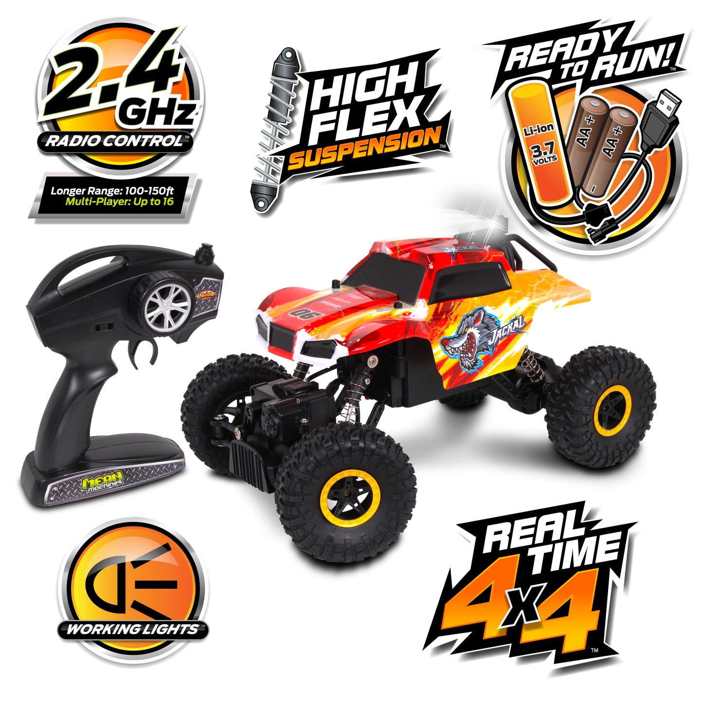 NKOK Mean Machines Jackal Rock Crawler; High Flex Suspension System; 4x4 Powerhouse; Dominate Any Terrain
