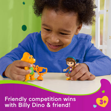 Fisher-Price Barney’s World Preschool Toy Barney’s Friend Mel & Billy Dino 3-Piece Figure Set for Pretend Play Kids Ages 3+ Years