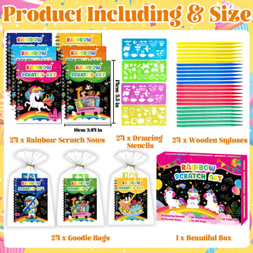 Elfew 24 Pack Scratch Art Party Favors for Kids 4-8 8-12