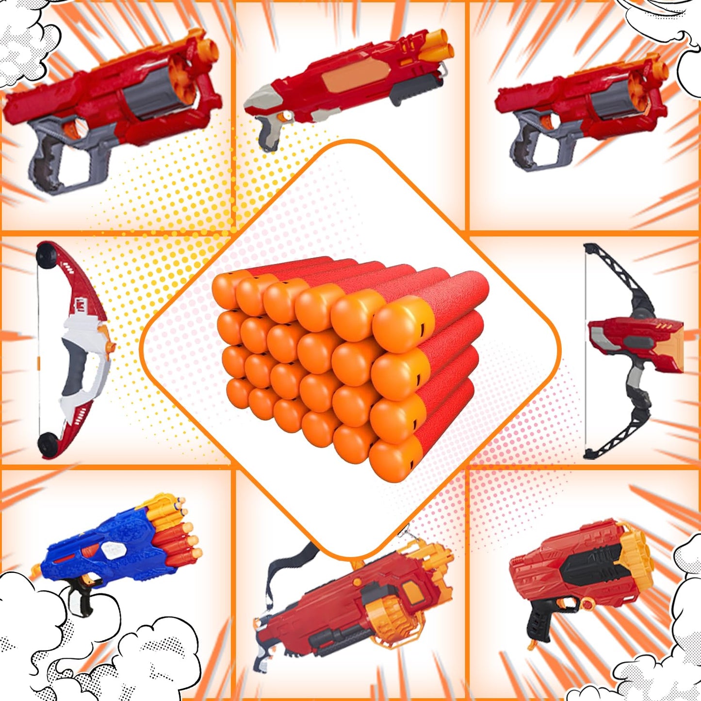 EKIND 9.5cm Foam Darts Compatible for Nerf Elite Mega Series 36-Dart Refill Pack (Red)