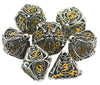 Metal DND Dice Set Skull Dungeons and Dragon Dice Set Hollow Polyhedral Magic 7 PCS Dice Set with Gift Metal Box for Dungeons and Dragons Table Games