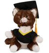 DolliBu Brown Cat Graduation Plush Toy - Soft Huggable Graduation Stuffed Animal Dress Up with Gown and Cap with Tassel Outfit with Personalization