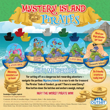 Mystery Island Pirates - Tile Game, by Outset Media, A Wild & Wacky Race for Treasure, Build Your Own Game, Two Games in One Box, Perfect for Family