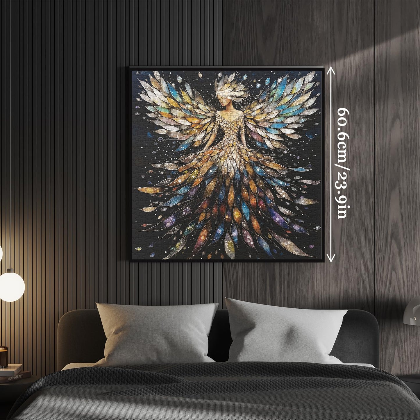 Diamond Angel Puzzles for Adults 1000 Pieces, 3 d Pretty Colorful Wings Fairy Jigsaw Puzzles, Christian Religious Beautiful Gem Jewel Puzzle