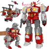 MIEBELY Magnetic Dinosaur Robot Transforming Toys, 3-in-1 Magnet-Assembling Action Figure with Lights & Sounds, Military Base Playset with Cars